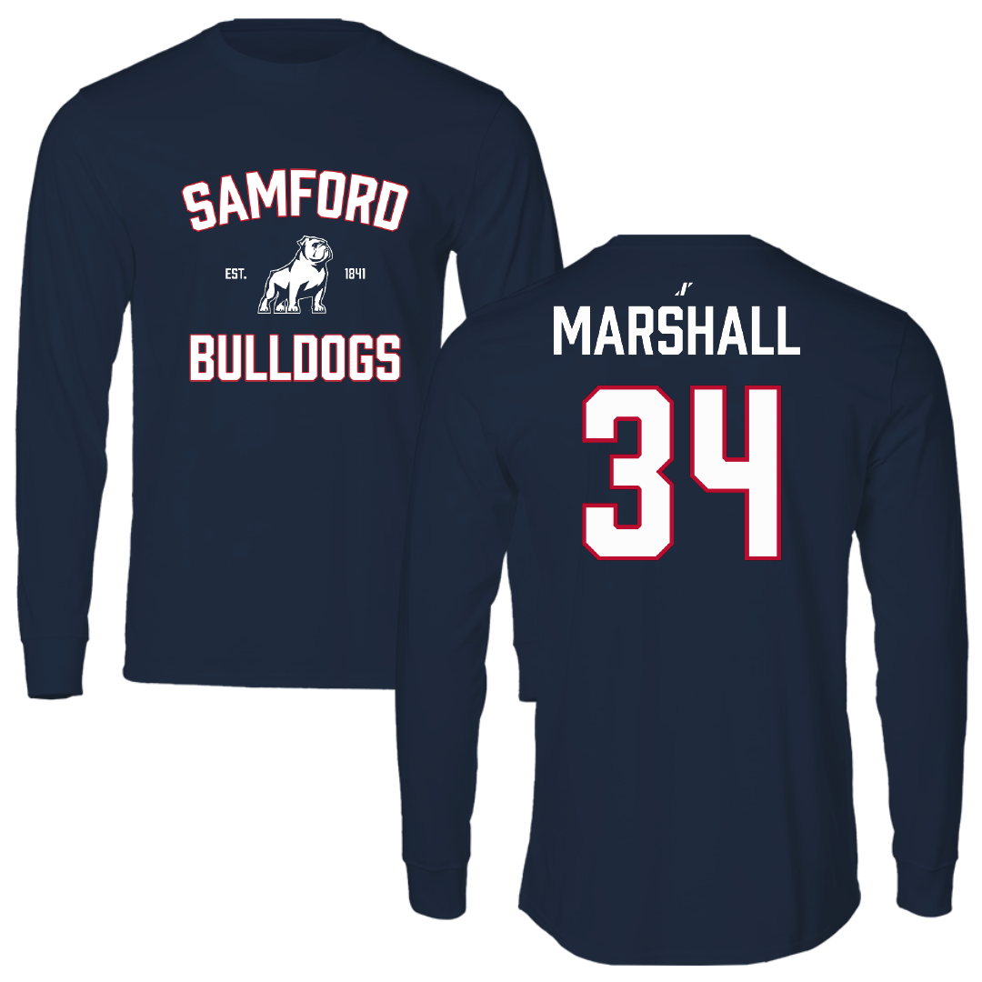 Samford University Baseball Navy General Long Sleeve - #34 Everett Marshall