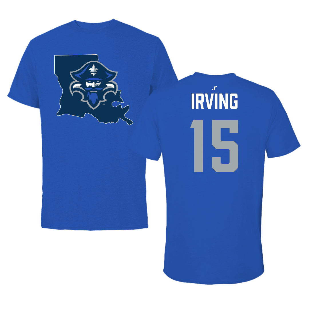University of New Orleans Baseball Blue State Performance Tee - #15 Kaden Irving