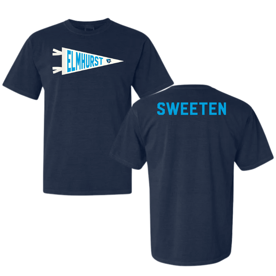 Elmhurst University Golf Navy Pennant Comfort Colors Tee - Ava Sweeten