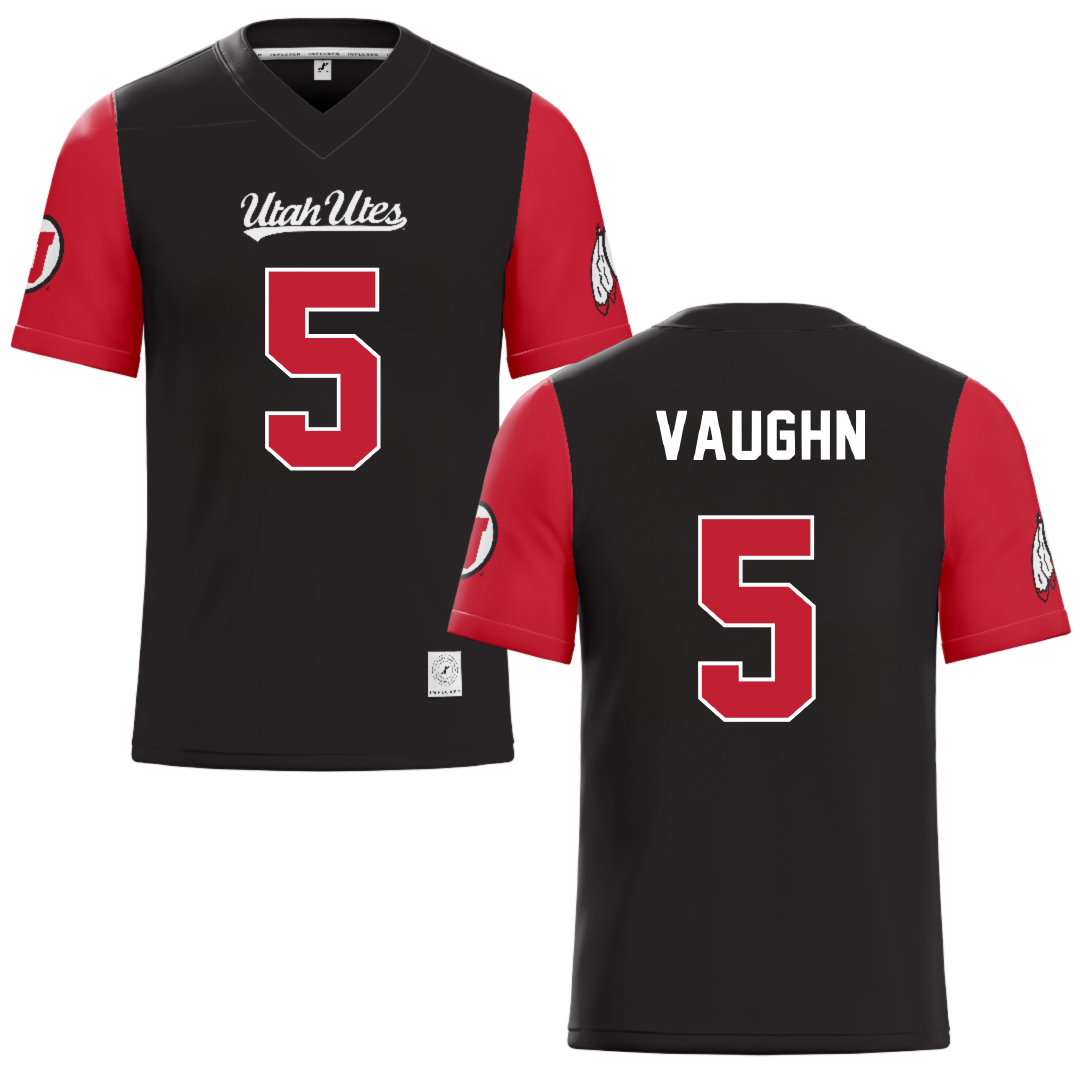 University of Utah Black Football Jersey - #5 Zemaiah Vaughn