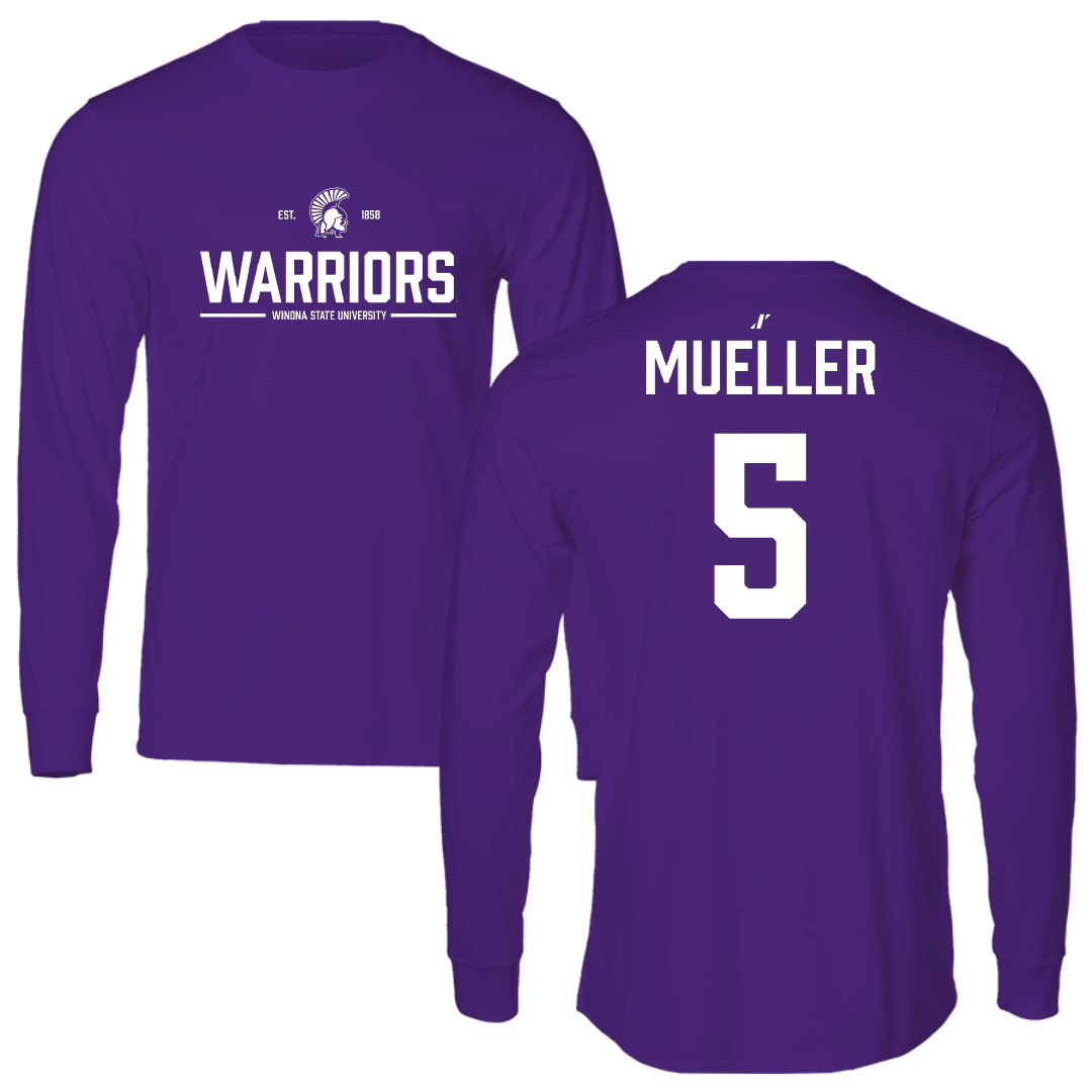 Winona State University Baseball Purple General Performance Long Sleeve - #5 Cayden Mueller