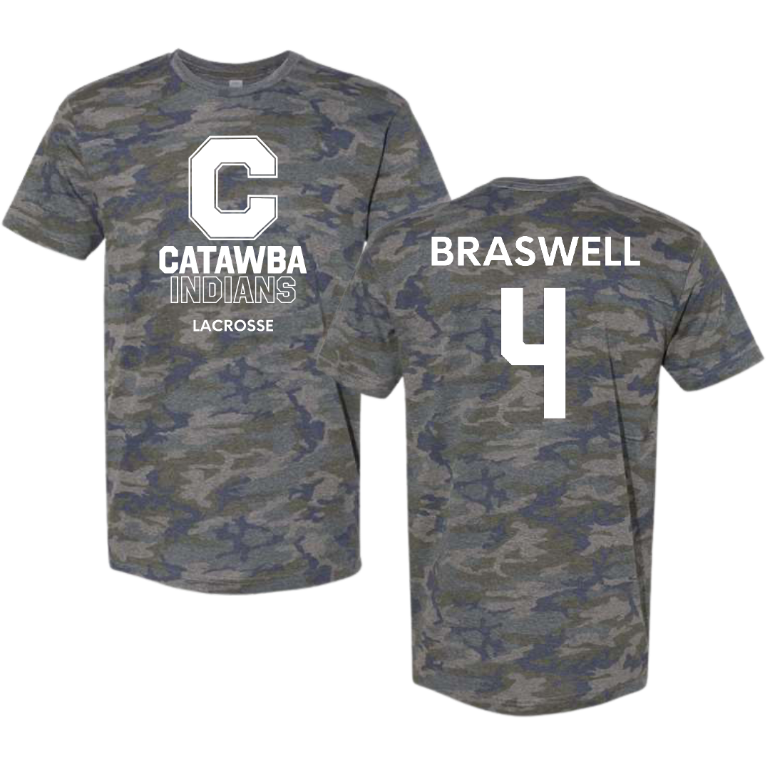 Catawba College Lacrosse (M) Vintage Camo Tee - #4 Jackson Braswell