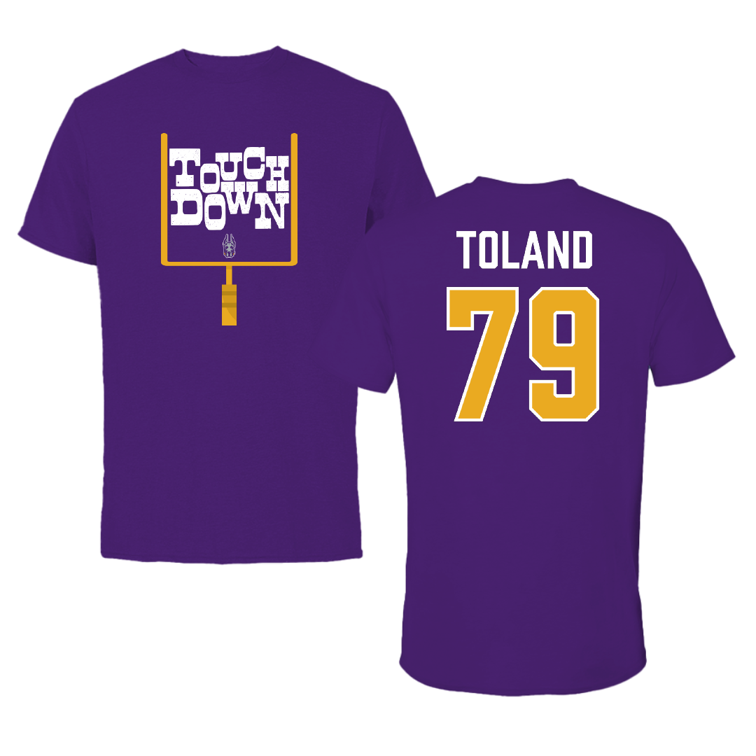 University at Albany Football Purple Touchdown Performance Tee - #79 Ondre Toland