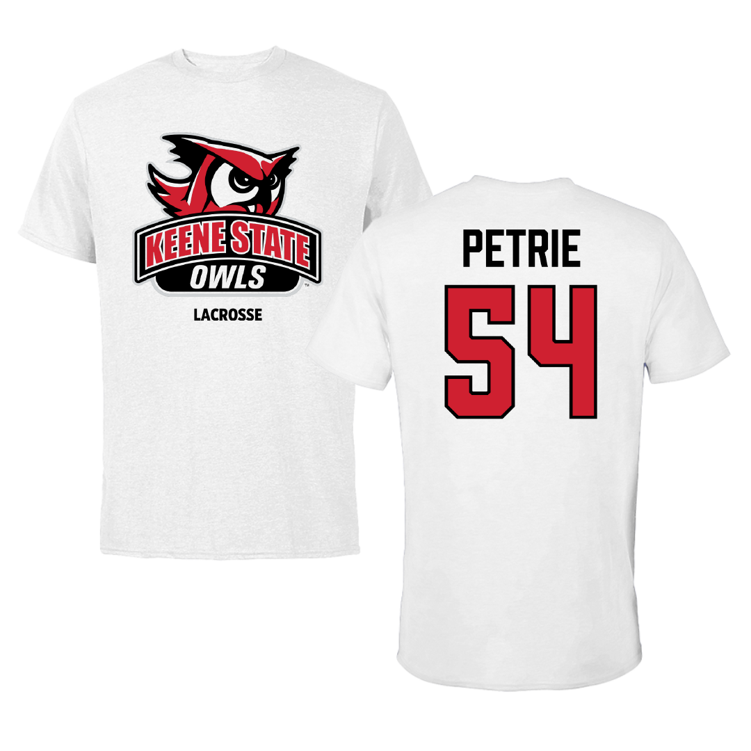Keene State College Lacrosse (M) White Tee - #54 Gavyn Petrie