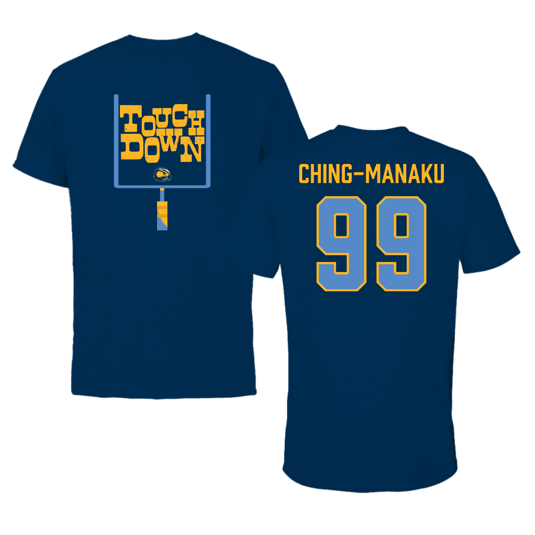Fort Lewis College Football Navy Touchdown Performance Tee - #99 Axton Ching-Manaku