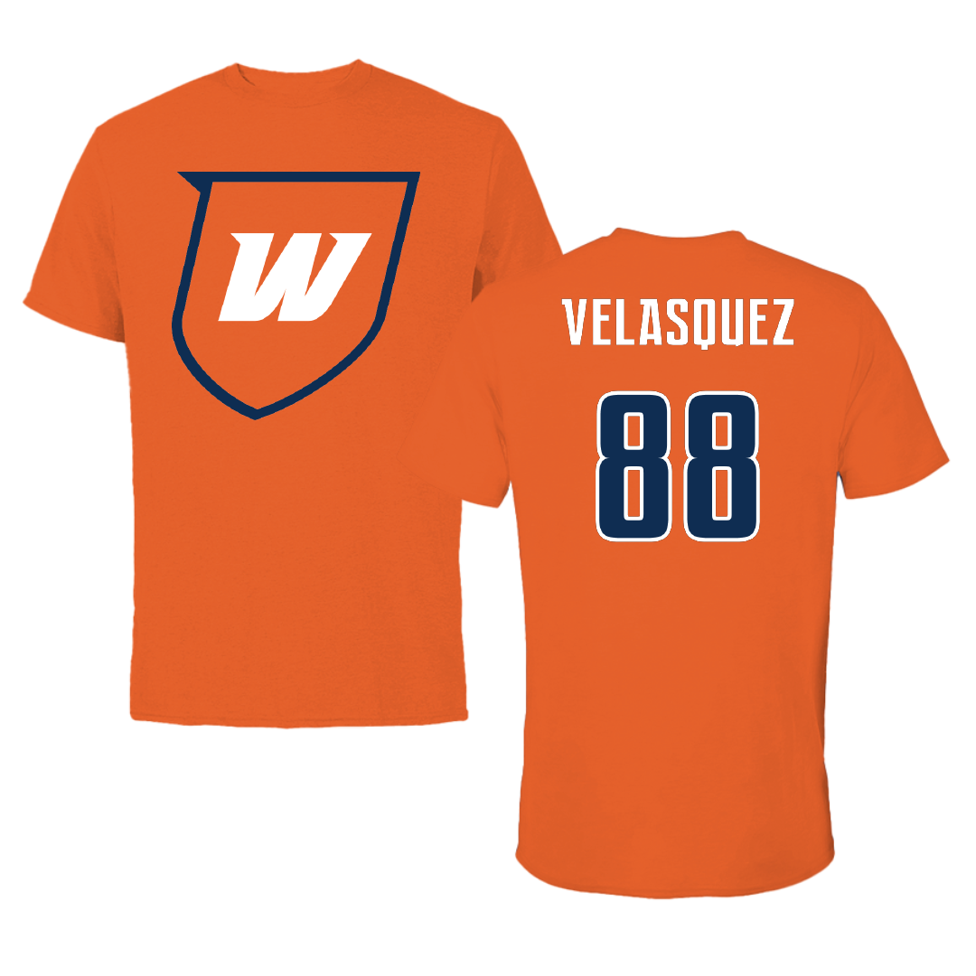 Western Connecticut State University Football Orange Wolves Tee - #88 Jorge Velasquez