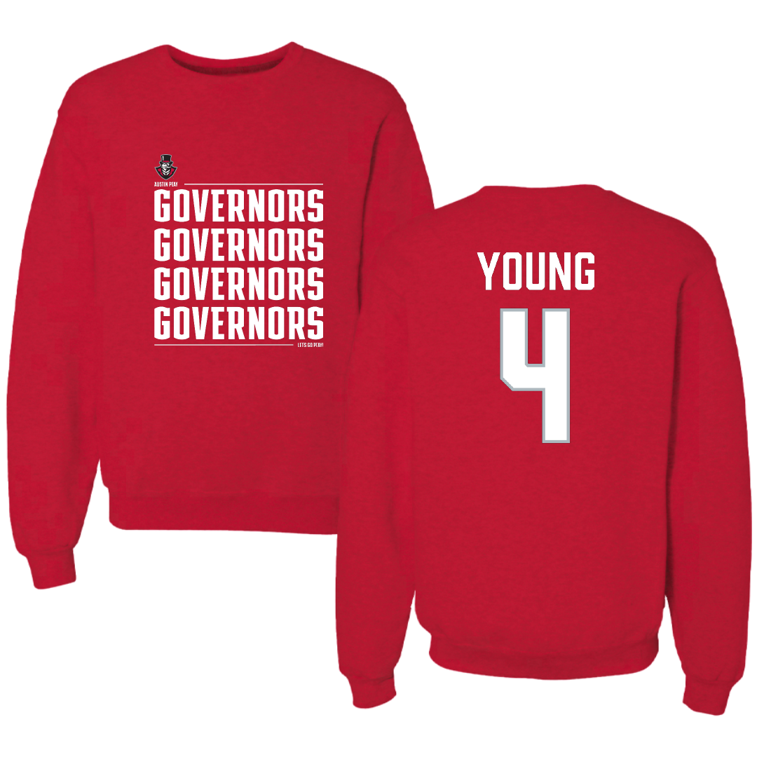Austin Peay State University Soccer Red General Crewneck - #4 Carolyne Young