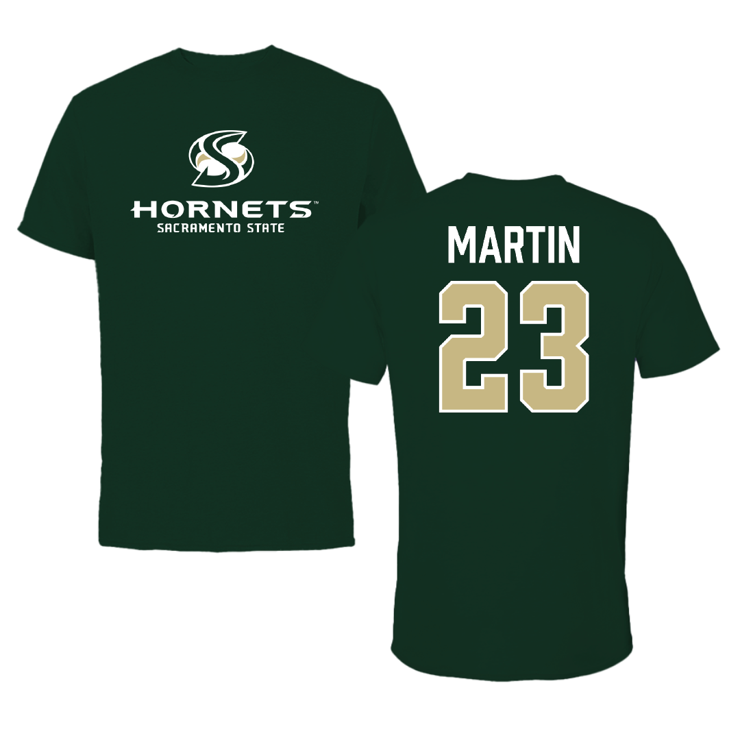 Sacramento State University Basketball (W) Forest Green Hornets Performance Tee - #23 Jaydia Martin