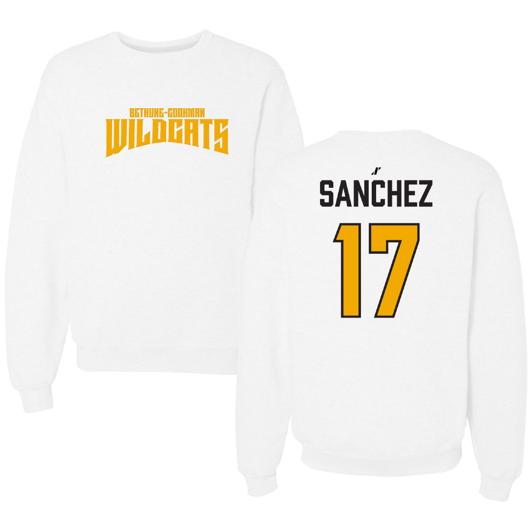 Bethune-Cookman University Baseball White Classic Crewneck - #17 Edwin Sanchez
