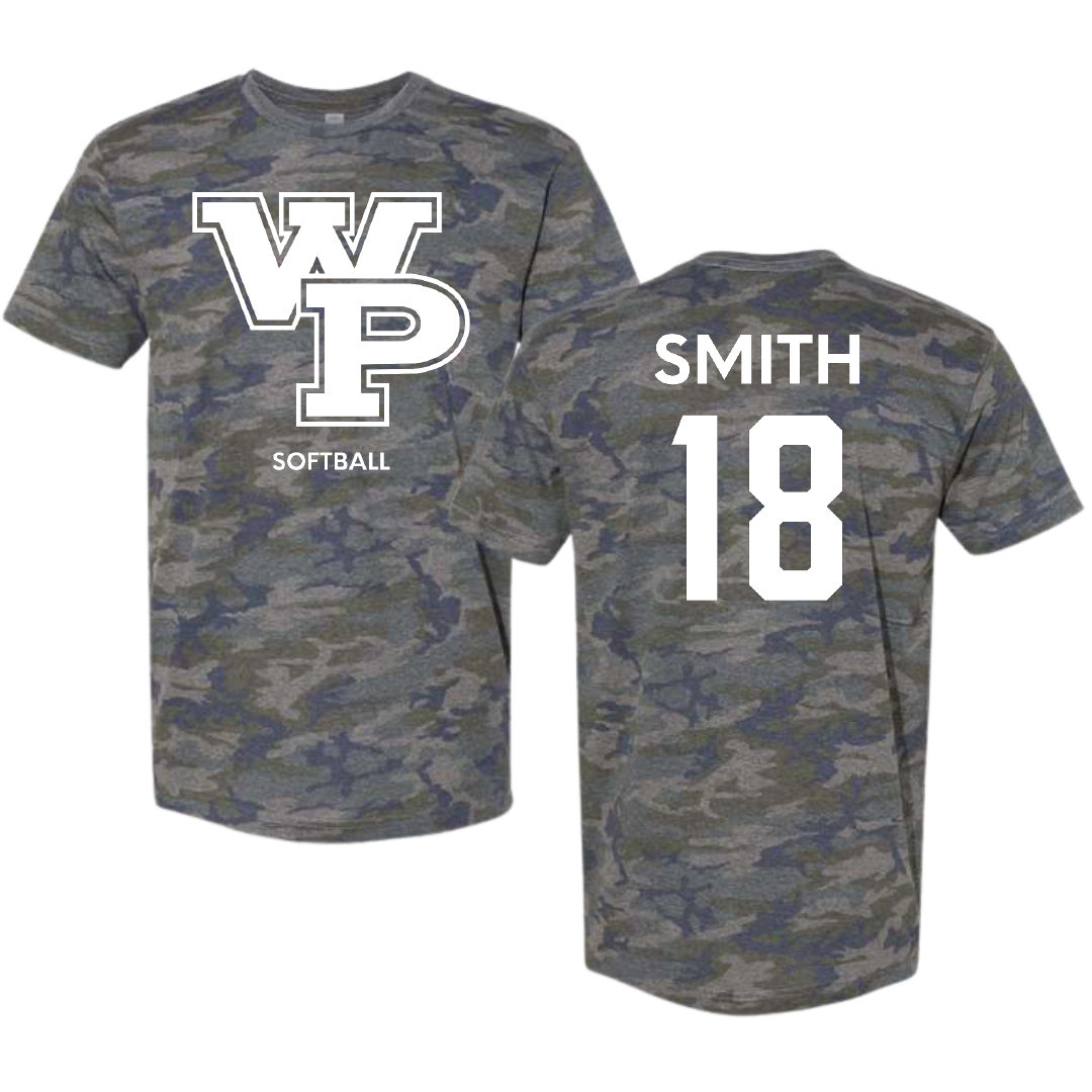 William Penn University Softball Vintage Camo Tee - #18 Laila Smith