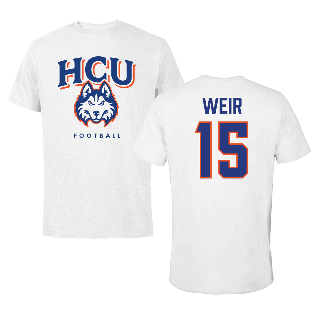 Houston Christian University Football White Tee - #15 Jake Weir