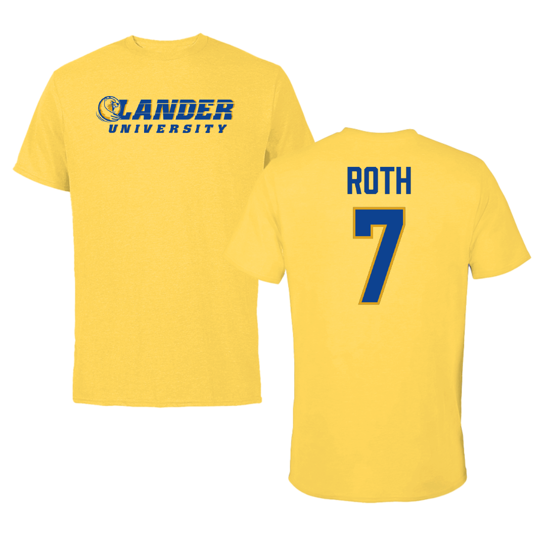 Lander University Baseball Yellow Tee - #7 Trent Roth