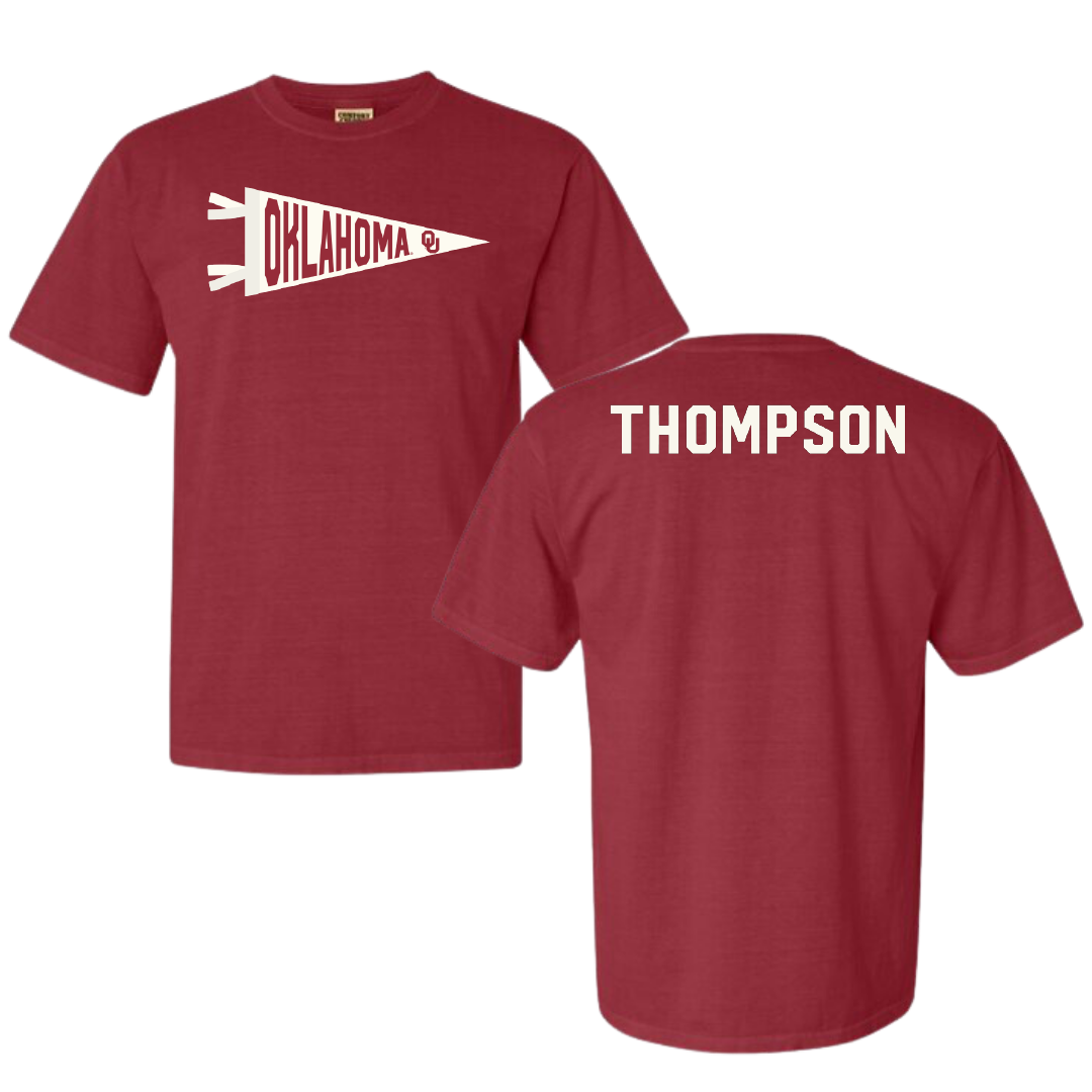 University of Oklahoma Wrestling Crimson Pennant Comfort Colors Tee - Anders Thompson