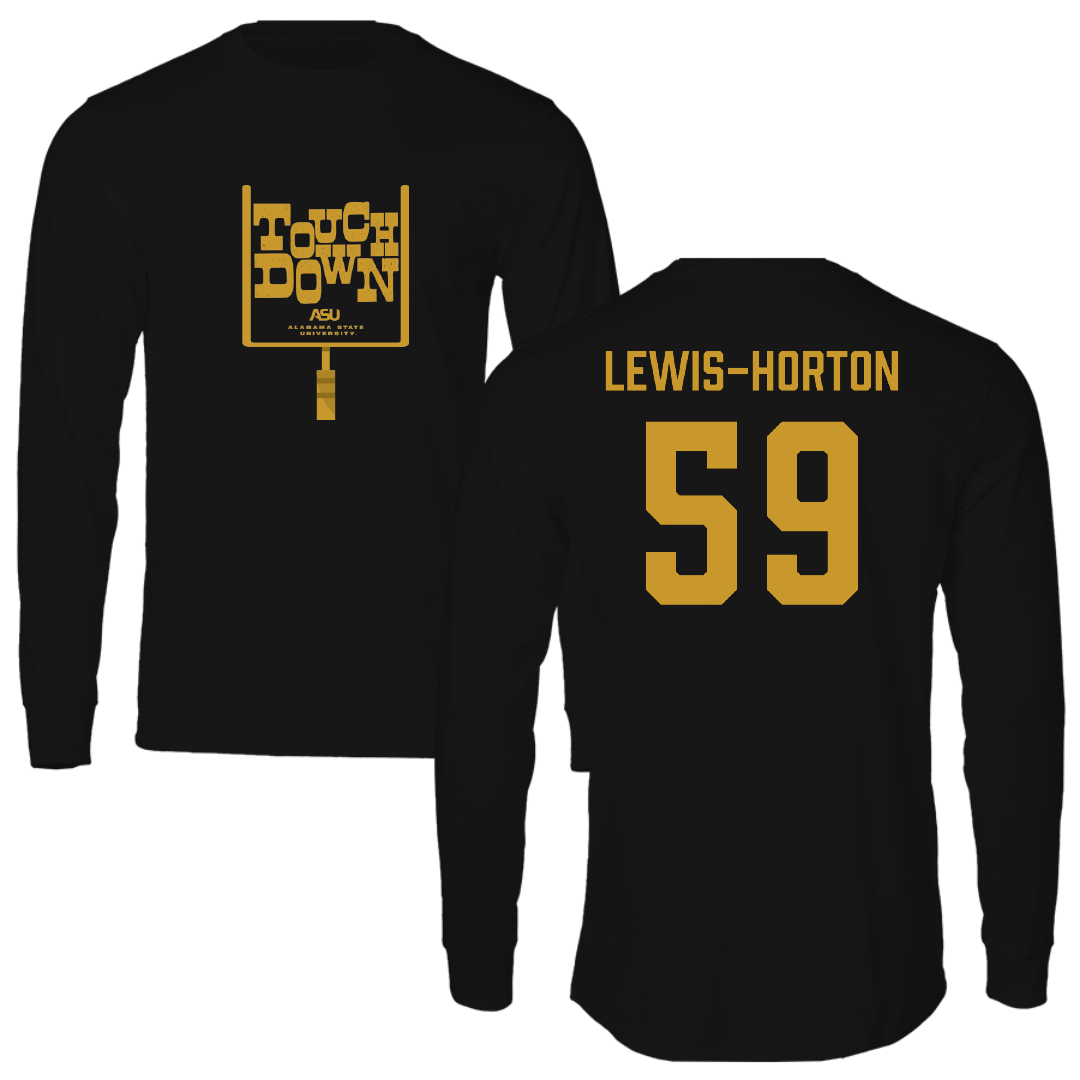 Alabama State University Football Black Touchdown Performance Long Sleeve - #59 Jaland Lewis-Horton