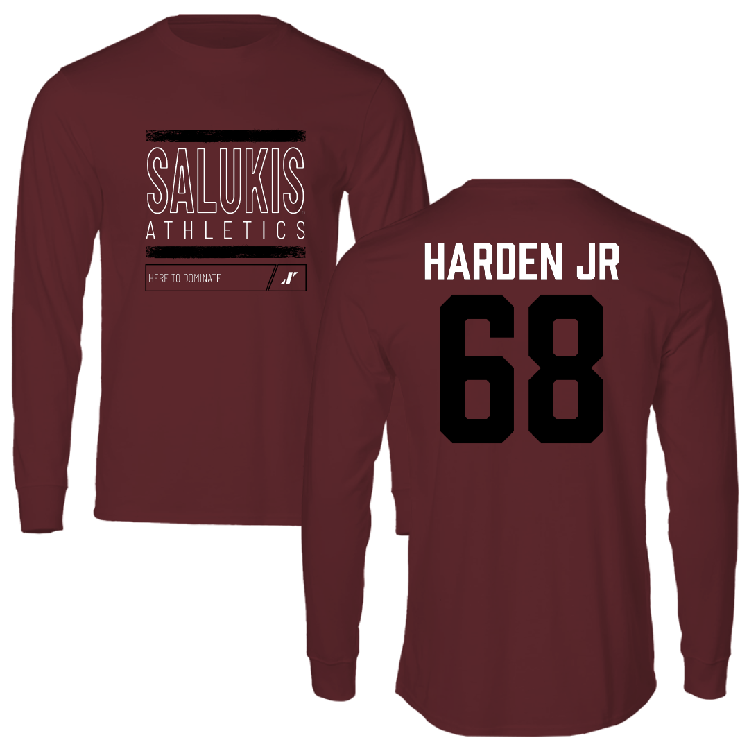 Southern Illinois University at Carbondale Football Maroon Dominate Performance Long Sleeve - #68 Derek Harden Jr