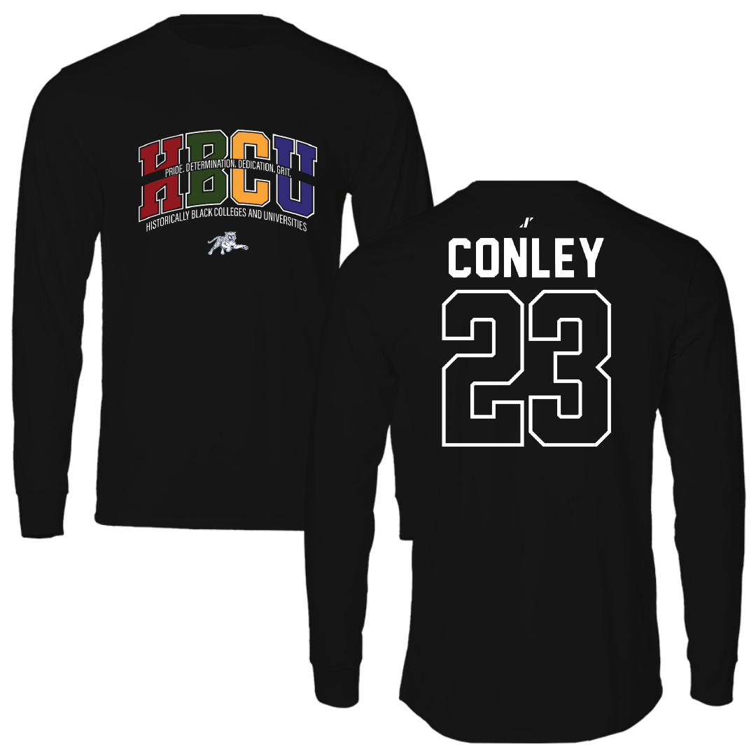 Jackson State University Football Black HBCU Performance Long Sleeve - #23 Kierrie Conley