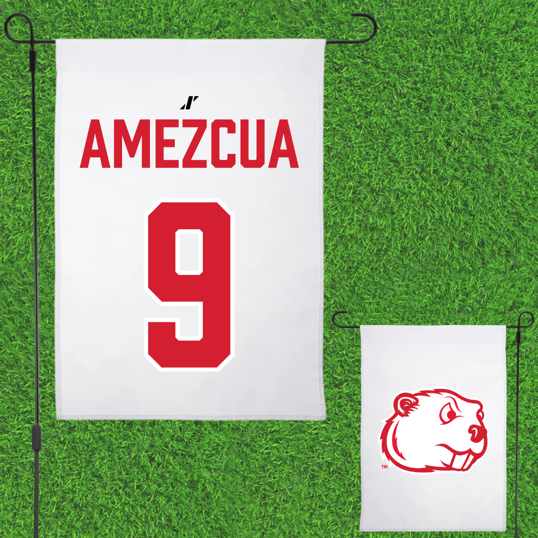 Minot State University Soccer (W) White Garden Flag - #9 Sabrina Amezcua