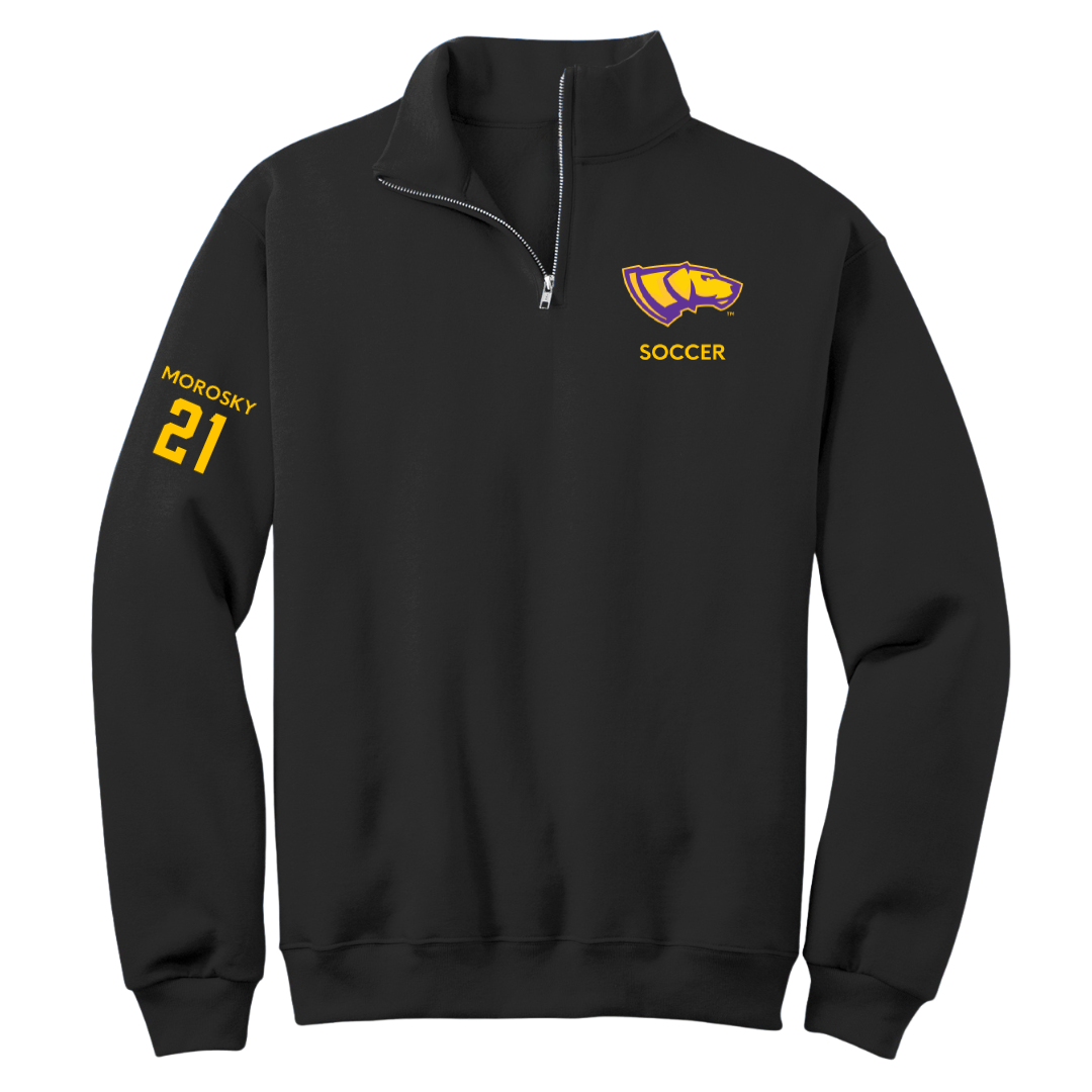 University of Wisconsin-Stevens Point Soccer (M) Black Quarter-Zip - #21 Dylan Morosky
