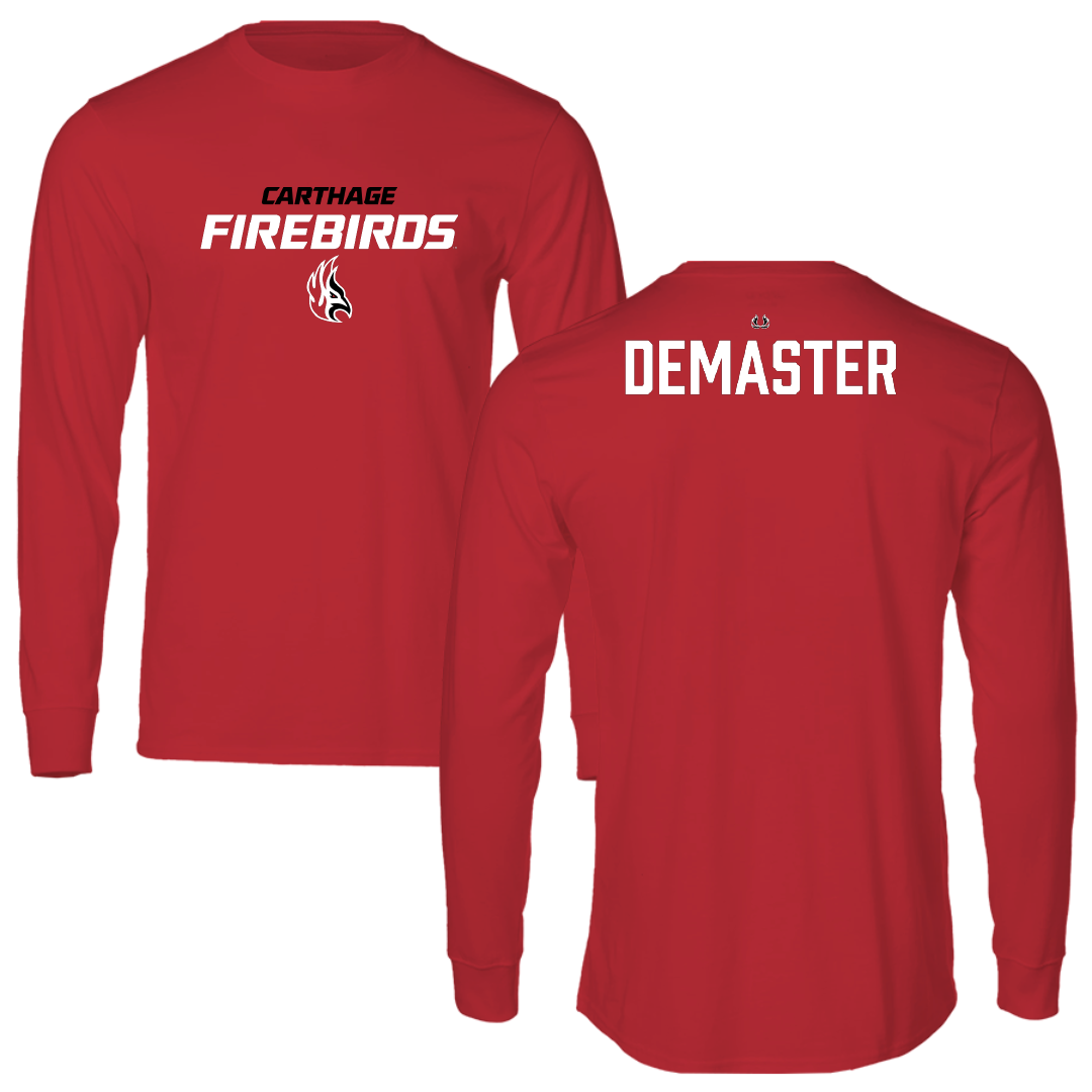 Carthage College Swimming & Diving Red Performance Long Sleeve - Isaac Demaster