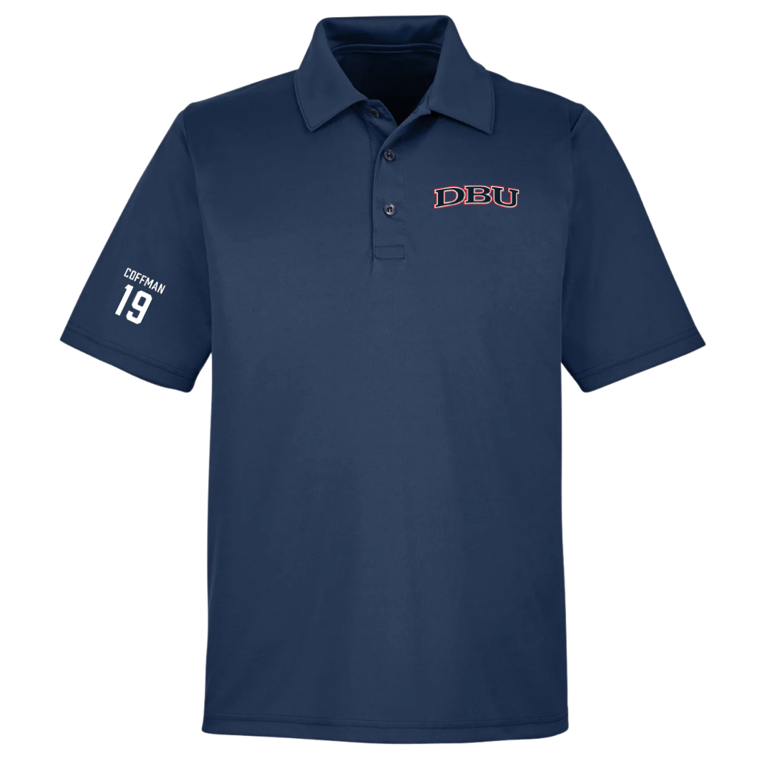 Dallas Baptist University Soccer (W) Navy Polo - #19 Kylar Coffman