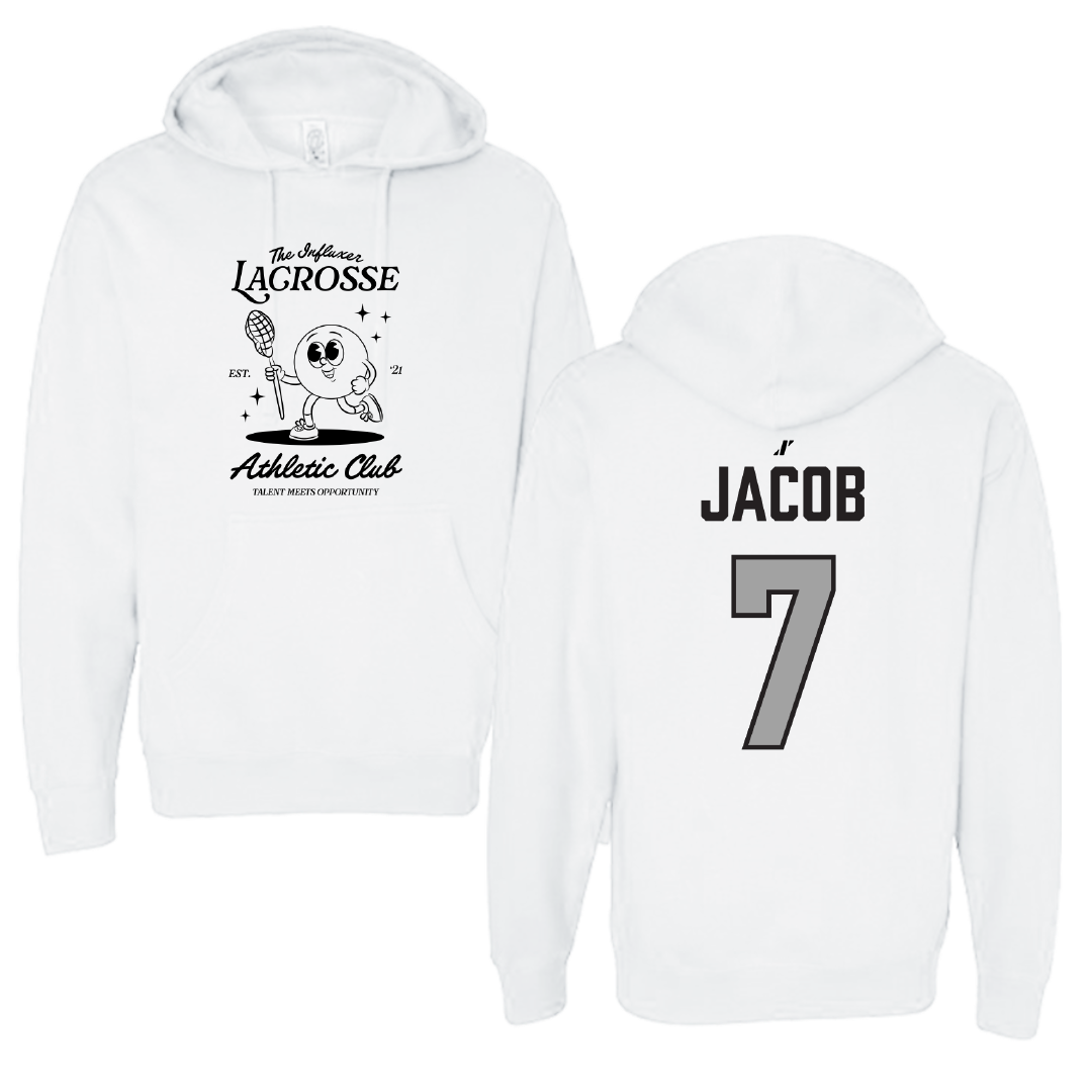 Lacrosse (W) White Influxer Athletic Club Hoodie - #7 Hannah Jacob