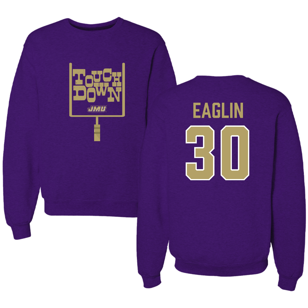 James Madison University Football Purple Touchdown Crewneck - #30 Justin Eaglin