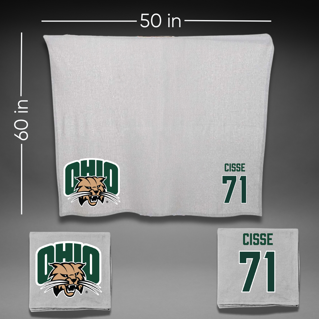 Ohio University Football Gray Blanket - #71 Tigana Cisse