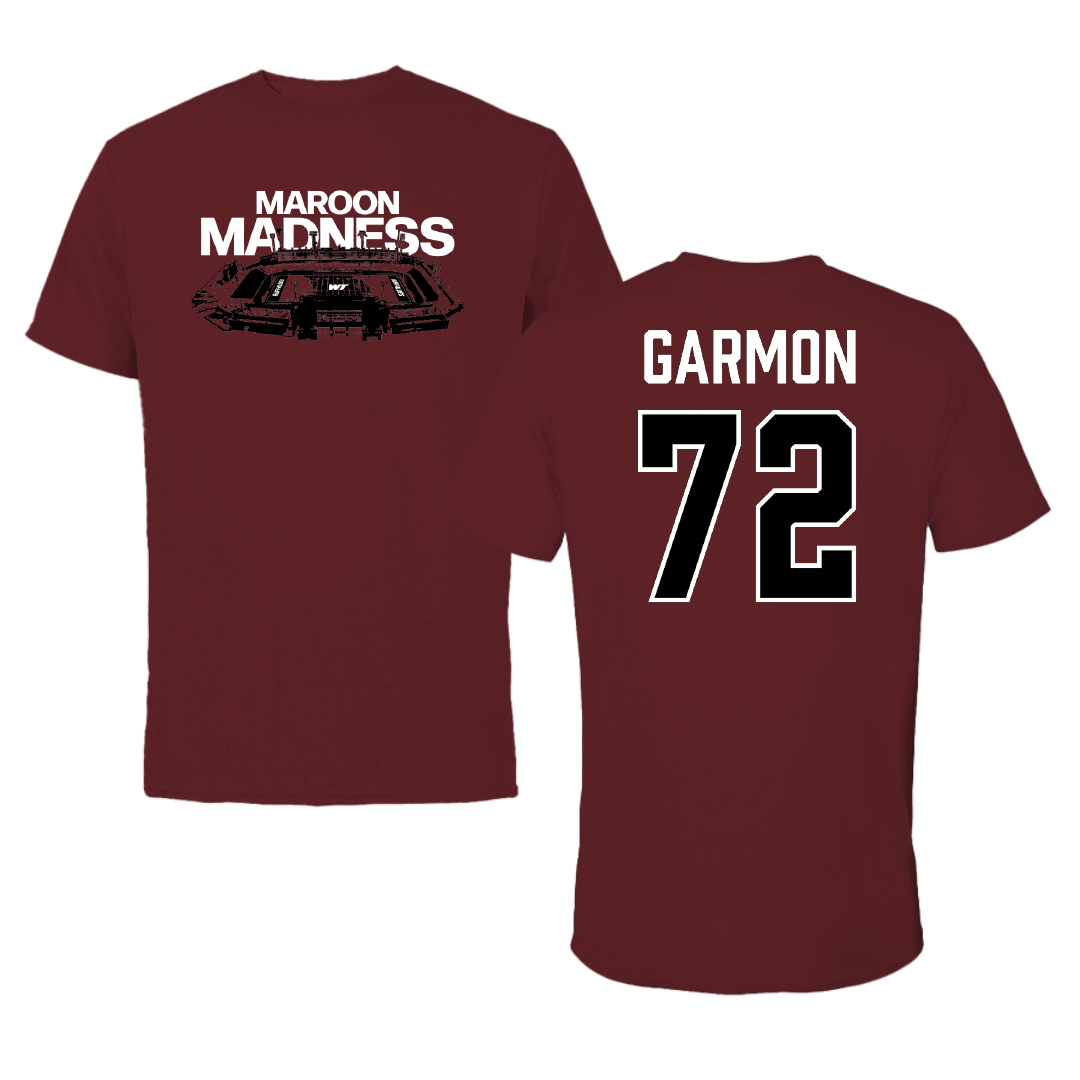 West Texas A&M University Football Maroon Madness Performance Tee - #72 Mekhi Garmon