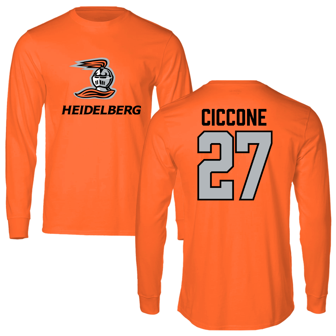 Heidelberg University Lacrosse Orange Performance Long Sleeve - #27 Nick Ciccone