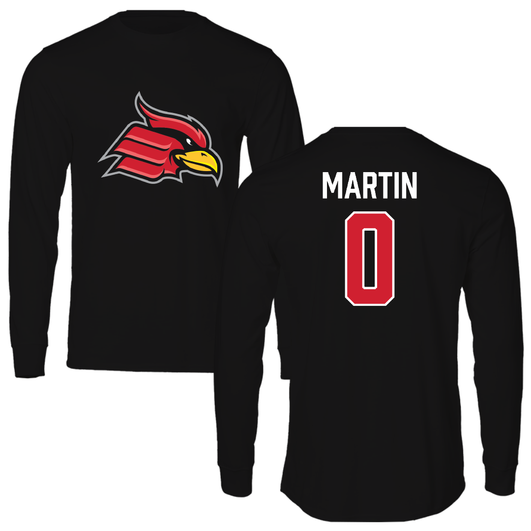 Wheeling University Football Black Performance Long Sleeve - #0 Nikale Martin
