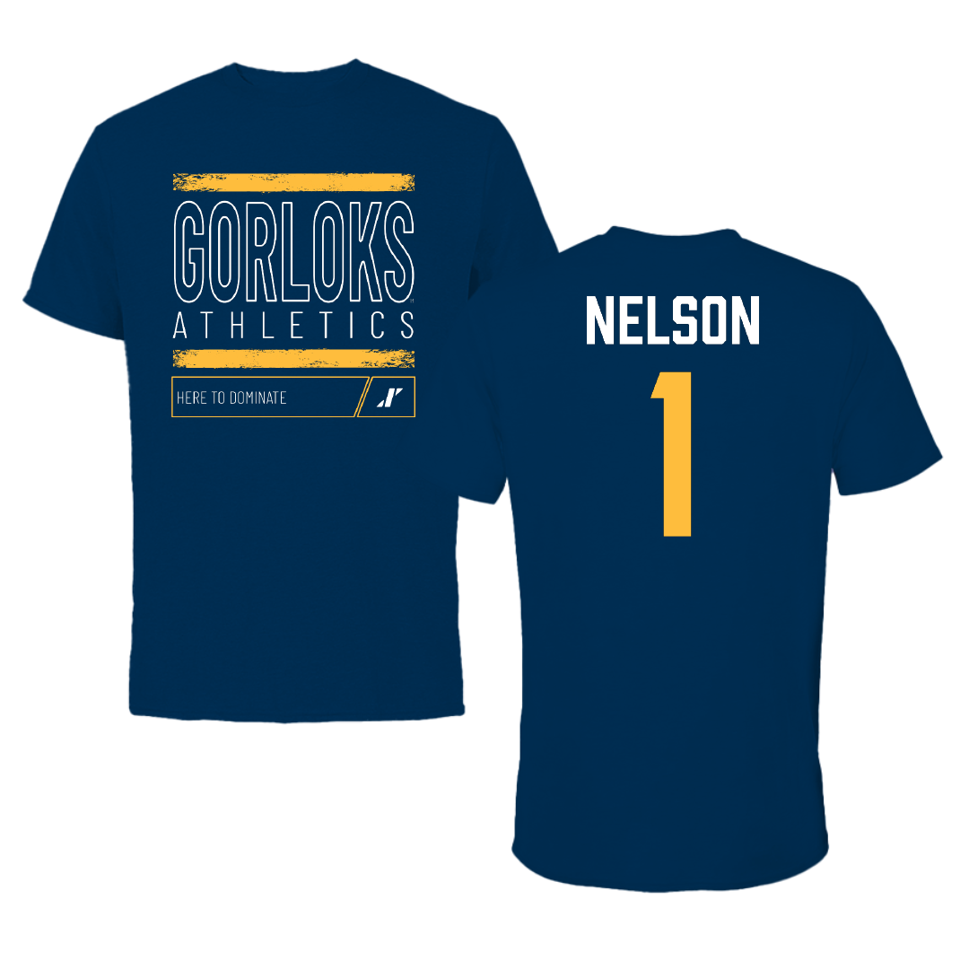 Webster University Basketball Navy Dominate Performance Tee - #1 Charles Nelson