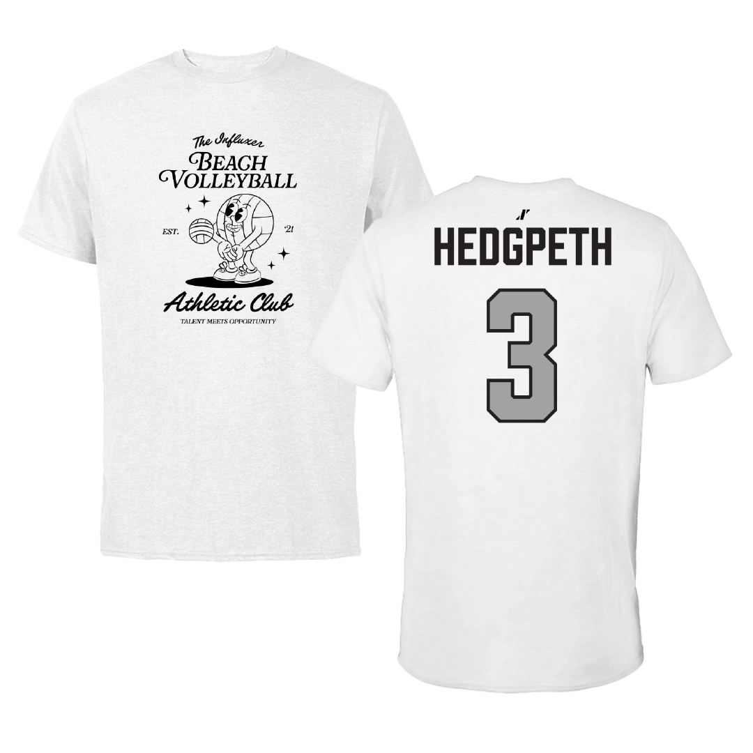 Beach Volleyball White Influxer Athletic Club Tee - #3 Avery Hedgpeth