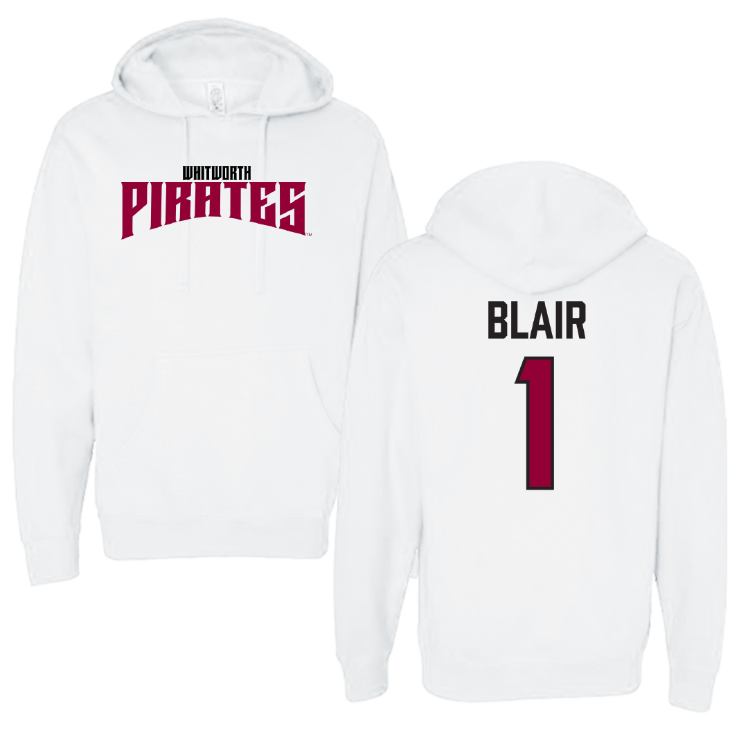Whitworth University Baseball White Classic Hoodie - #1 Rylen Blair