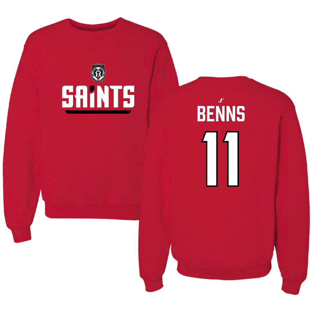 D'Youville University Lacrosse (M) Red General Crewneck - #11 Jacob Benns