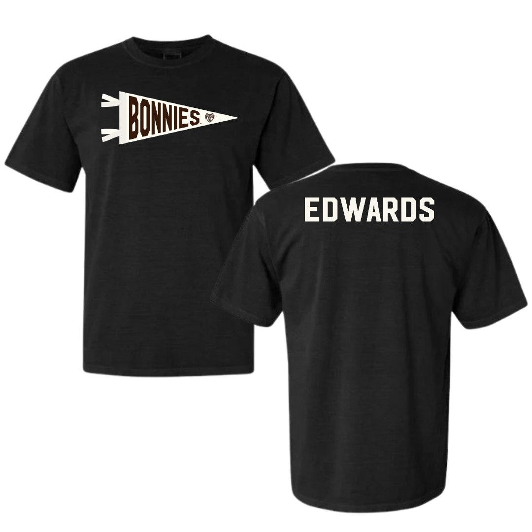 St. Bonaventure University Swimming & Diving Black Pennant Comfort Colors Tee - Jonathan Edwards