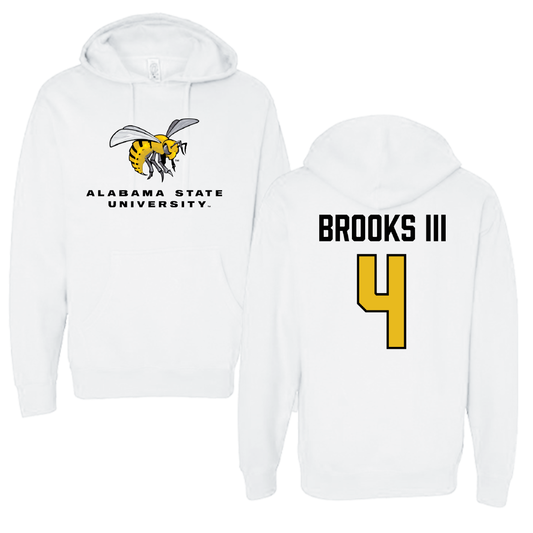 Alabama State University Baseball White Block Hoodie - #4 Otis Brooks III