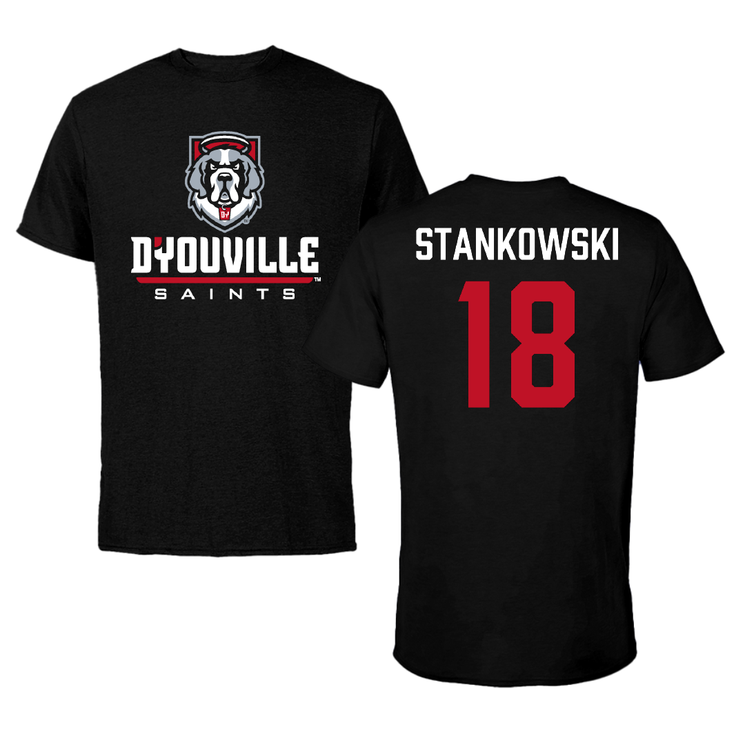 D'Youville University Acrobatics Tumbling Black Performance Tee - #18 Stephanie Stankowski
