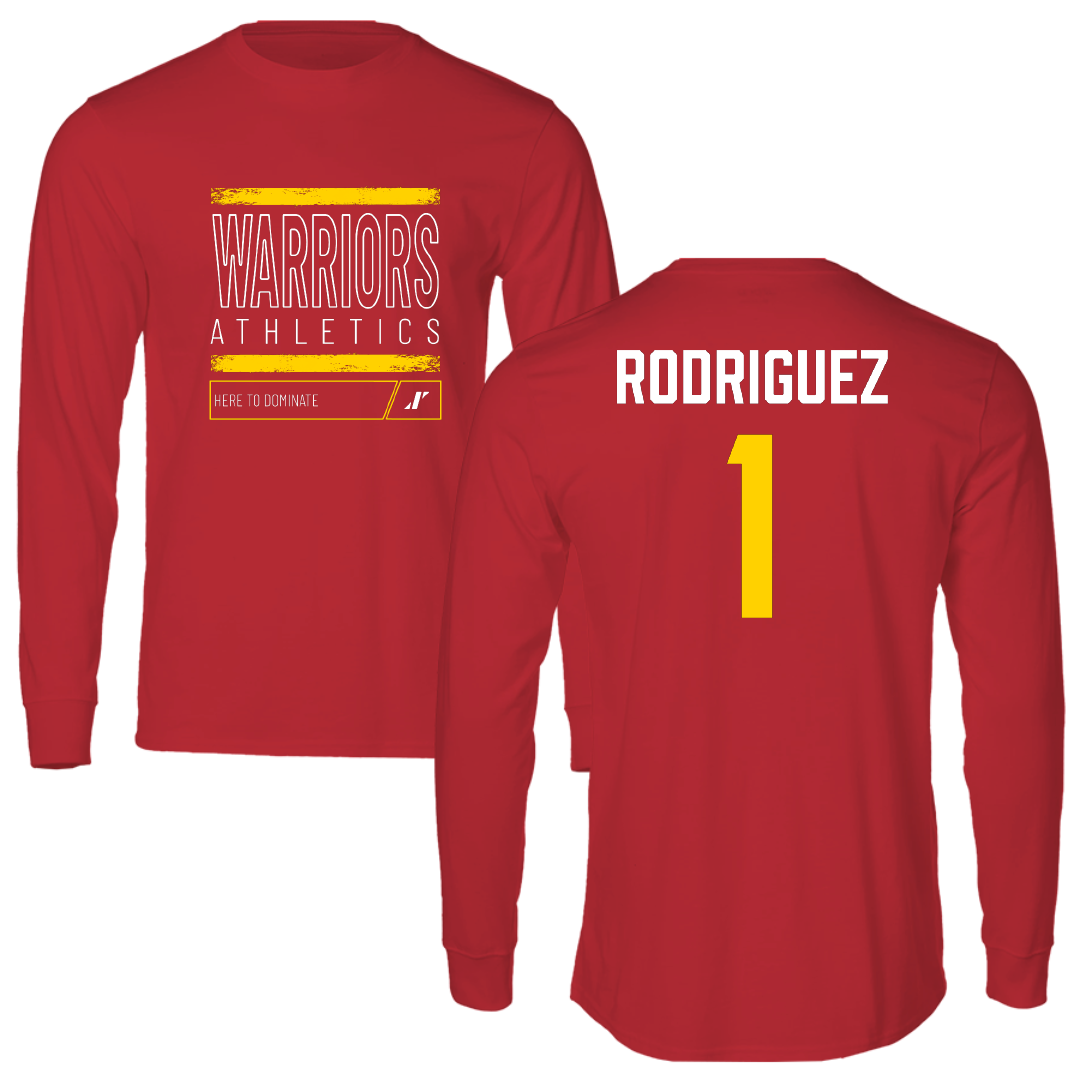 Stanislaus State Softball Red Dominate Performance Long Sleeve - #1 Katrina Rodriguez