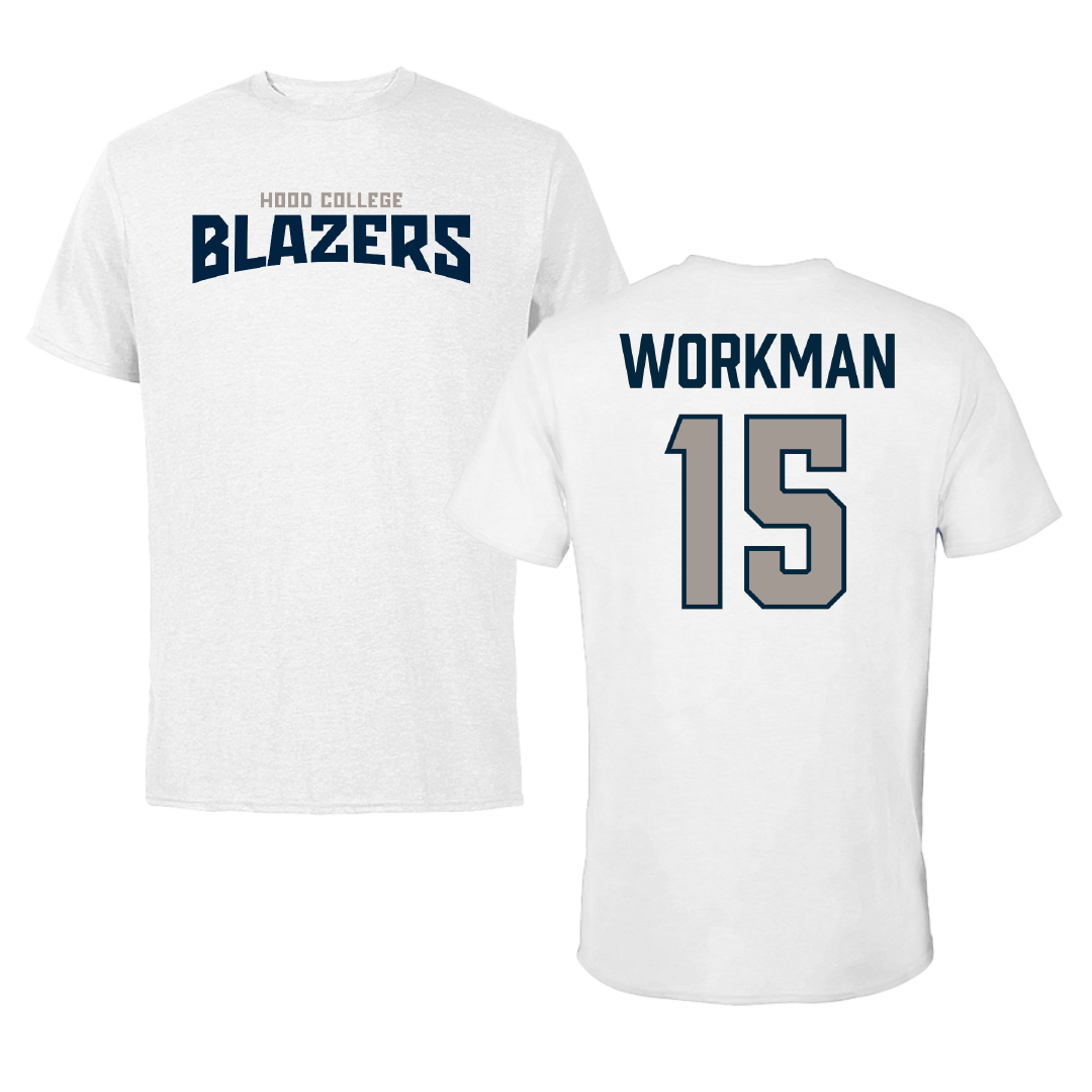 Hood College Lacrosse (M) White Classic Tee - #15 Deegan Workman