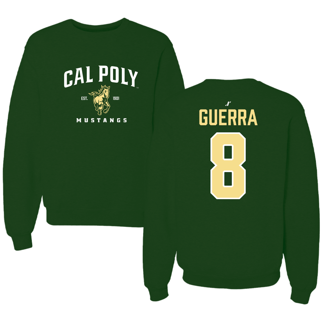 Cal Poly Soccer Forest Green General Crewneck - #8 Diego Guerra