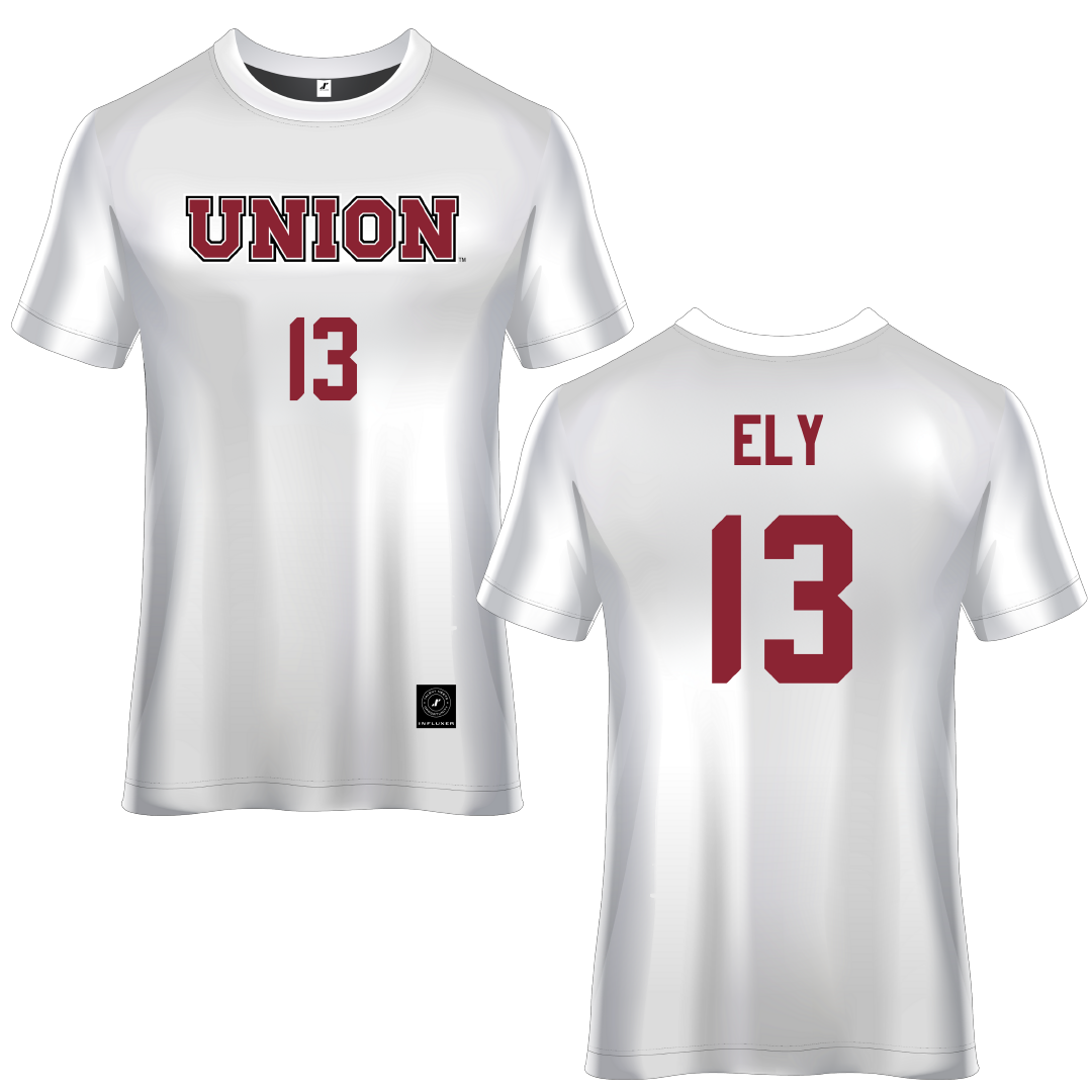 Union College White Soccer Jersey - #13 Justin Ely