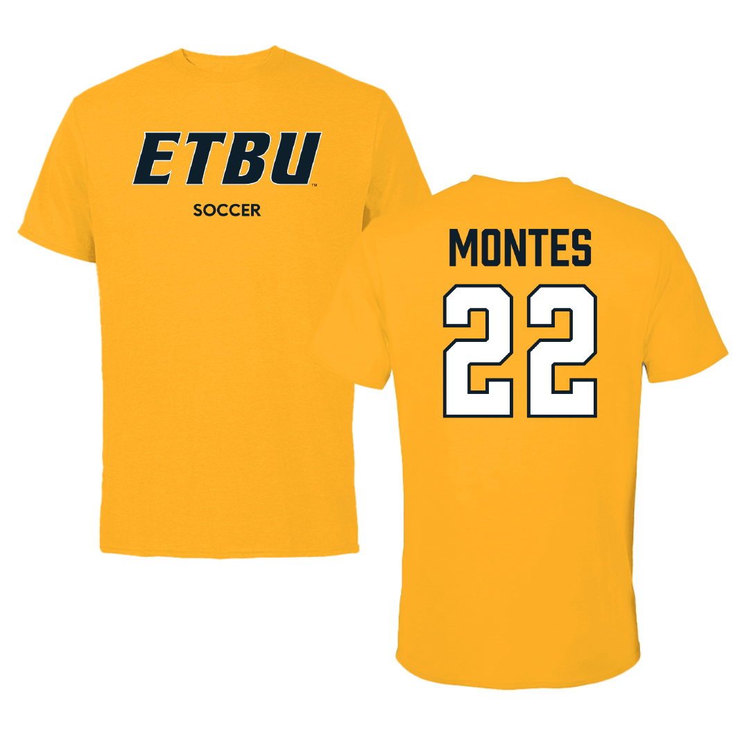 East Texas Baptist University Soccer (W) Gold Performance Tee - #22 Lenah Montes