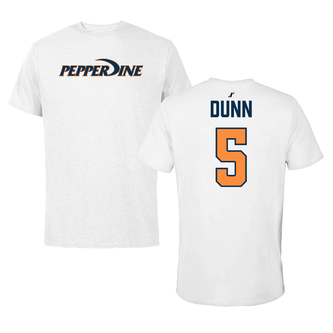 Pepperdine University Baseball White Tee - #5 Trey Dunn