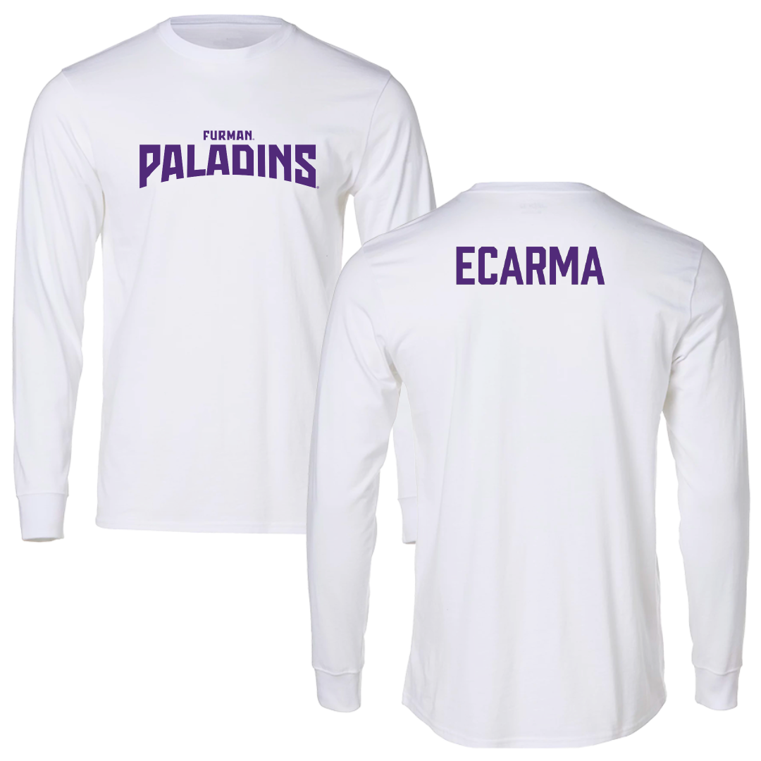 Furman University Tennis (M) White Classic Performance Long Sleeve - Landon Ecarma