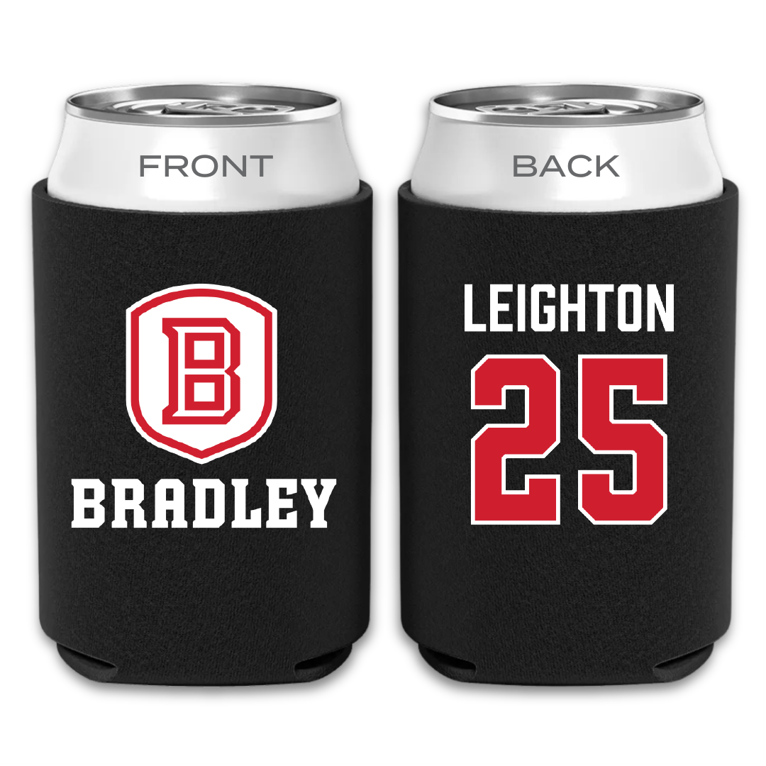 Bradley University Baseball Black Can Cooler - #25 Cal Leighton