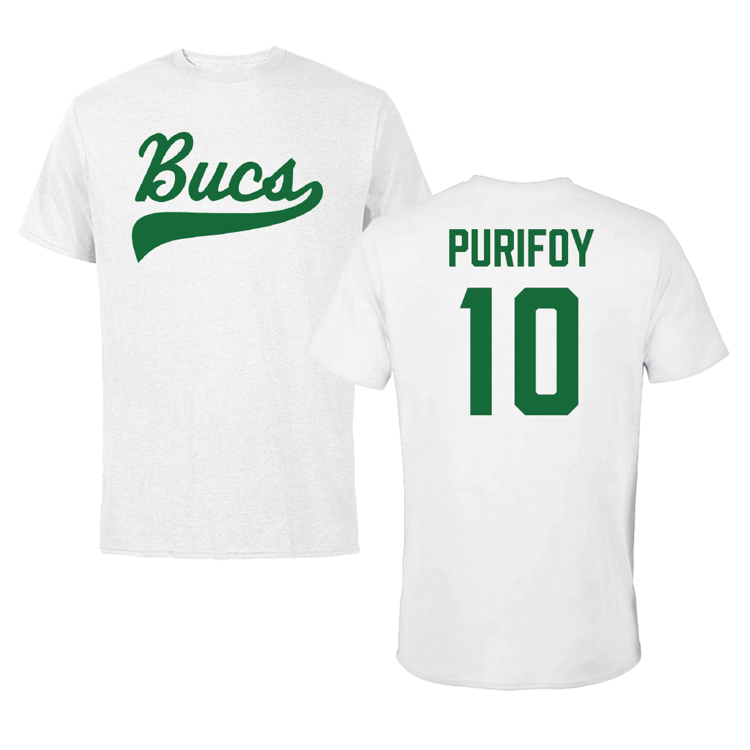 Shelton State Community College Basketball (M) White Performance Tee - #10 Dillan Purifoy