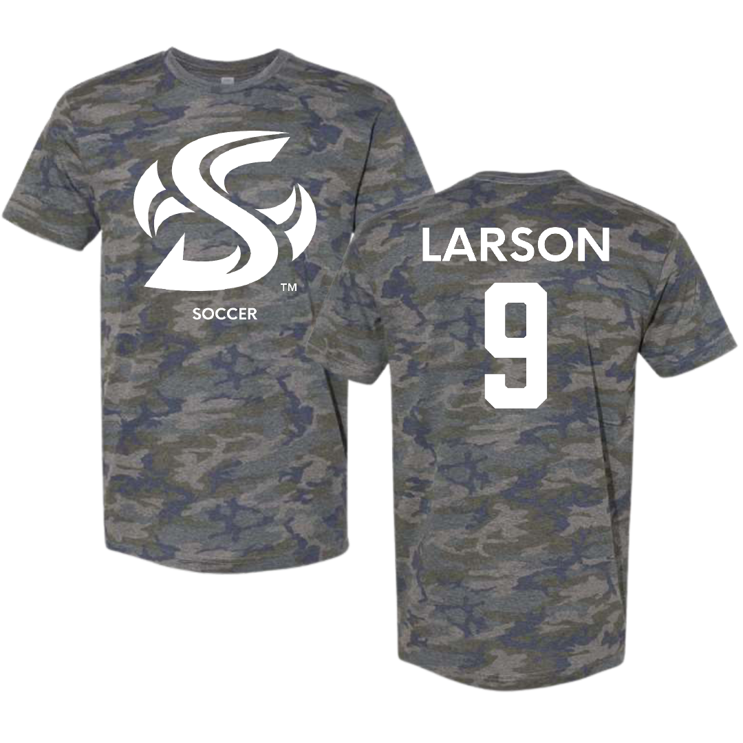 Sacramento State University Soccer (W) Vintage Camo Tee - #9 Shawna Larson