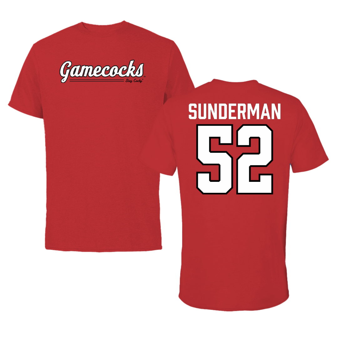 Jacksonville State University Football Red General Performance Tee - #52 Maddox Sunderman
