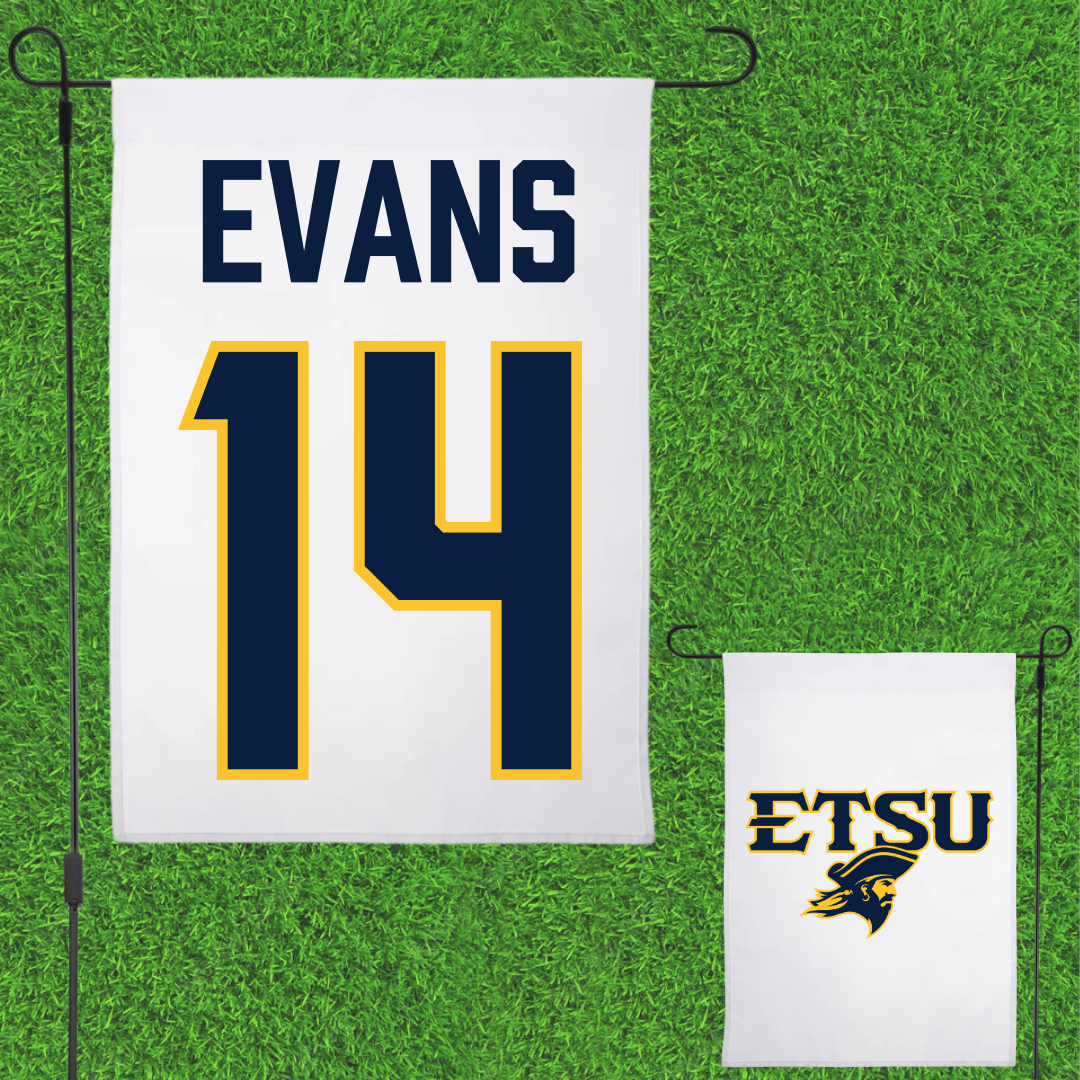 East Tennessee State University Baseball White Garden Flag - #14 Matt Evans