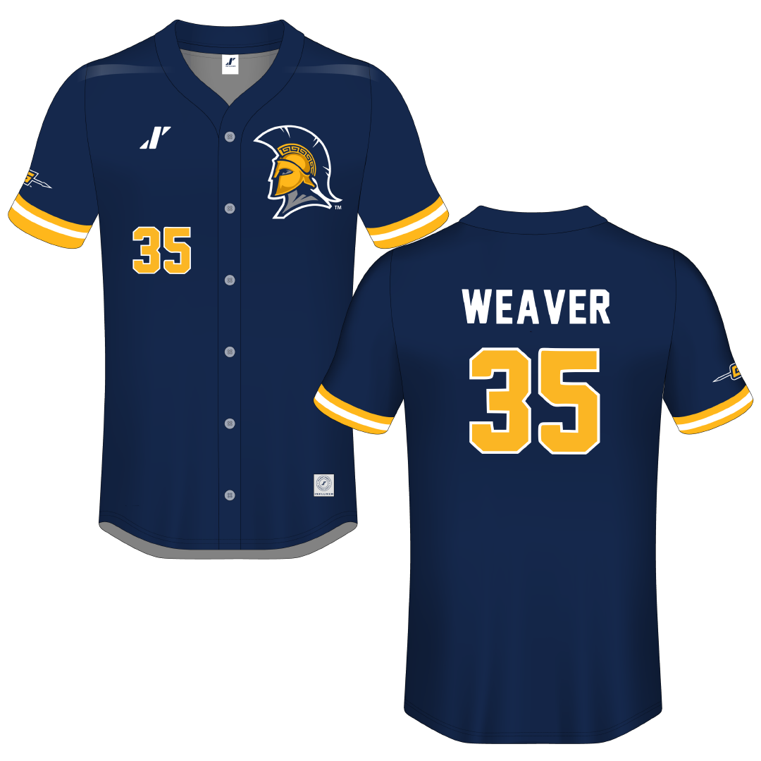 UNC Greensboro Navy Button-Down Jersey - #35 JT Weaver